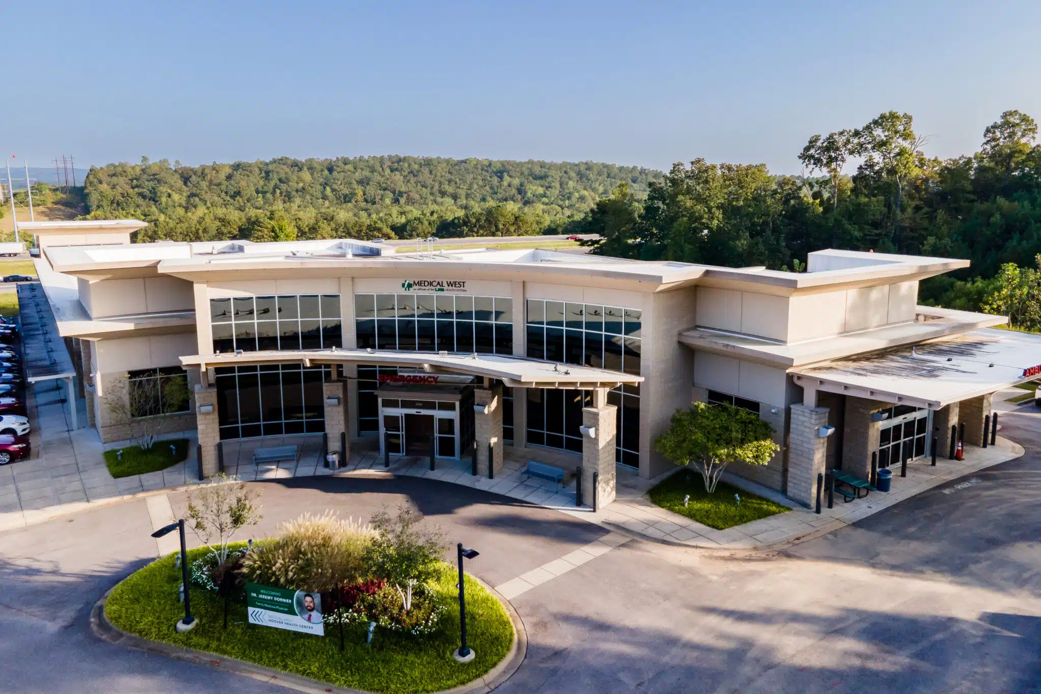 An aerial view of the freestanding emergency room in Birmingham operated by Medical West.